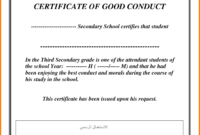 Good Conduct Certificate Template - Atlantaauctionco throughout Good Conduct Certificate Template