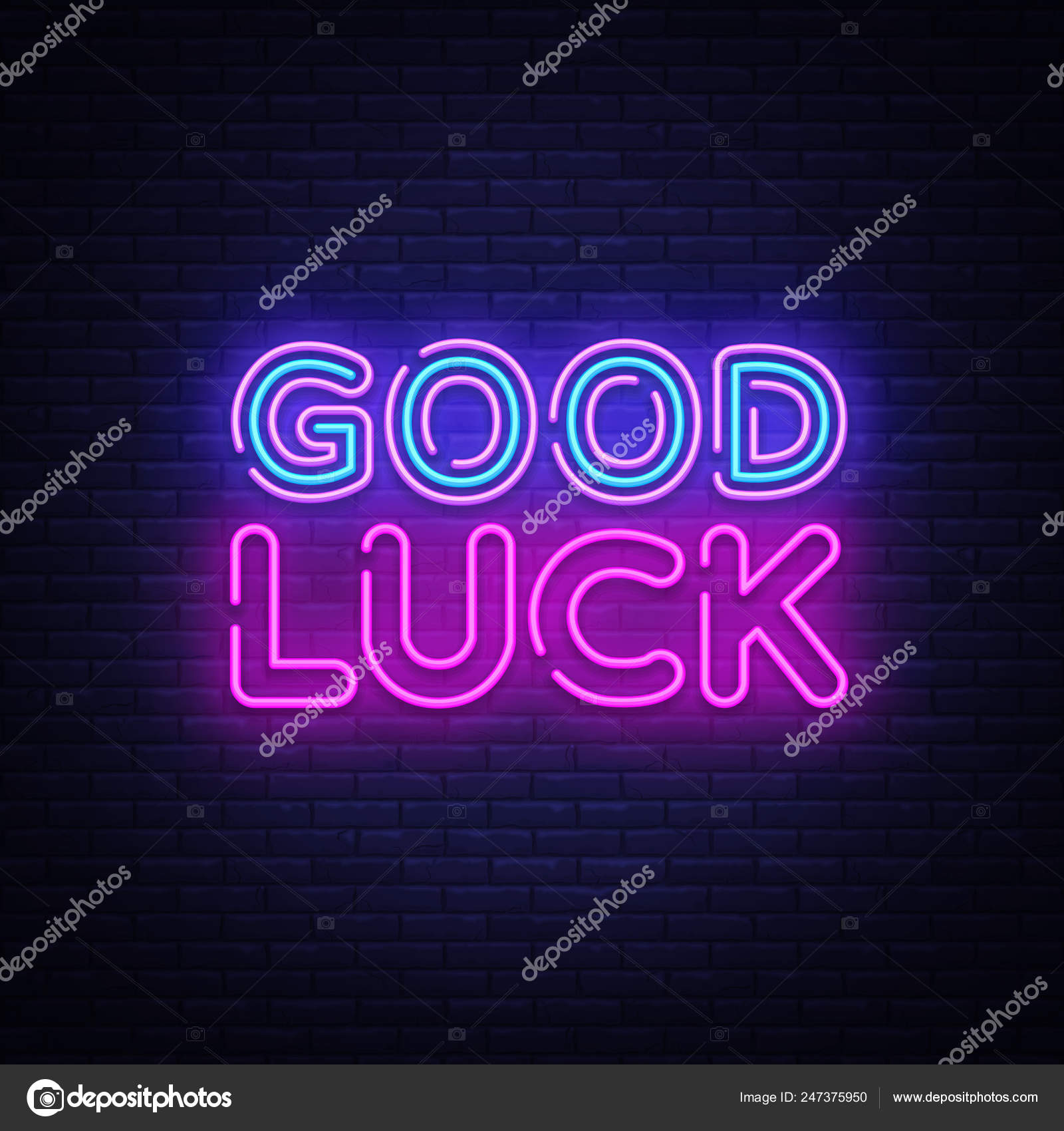 Good Luck Neon Sign Vector. Good Luck Design Template Neon Regarding Good Luck Banner Template