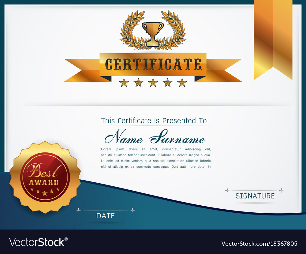 Graceful Certificate Template Vector Image On Vectorstock Intended For Qualification Certificate Template