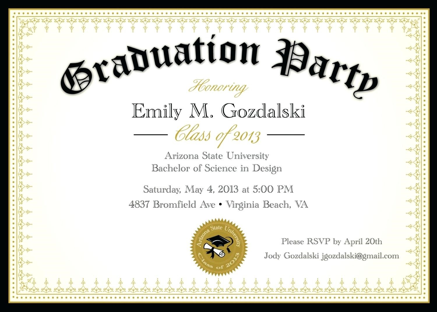 Graduation Invitations. Graduation Party Invitation Pertaining To Free Graduation Invitation Templates For Word