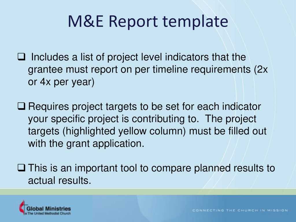 Grants – Workplan And Monitoring And Evaluation (M&e Regarding M&amp;e Report Template