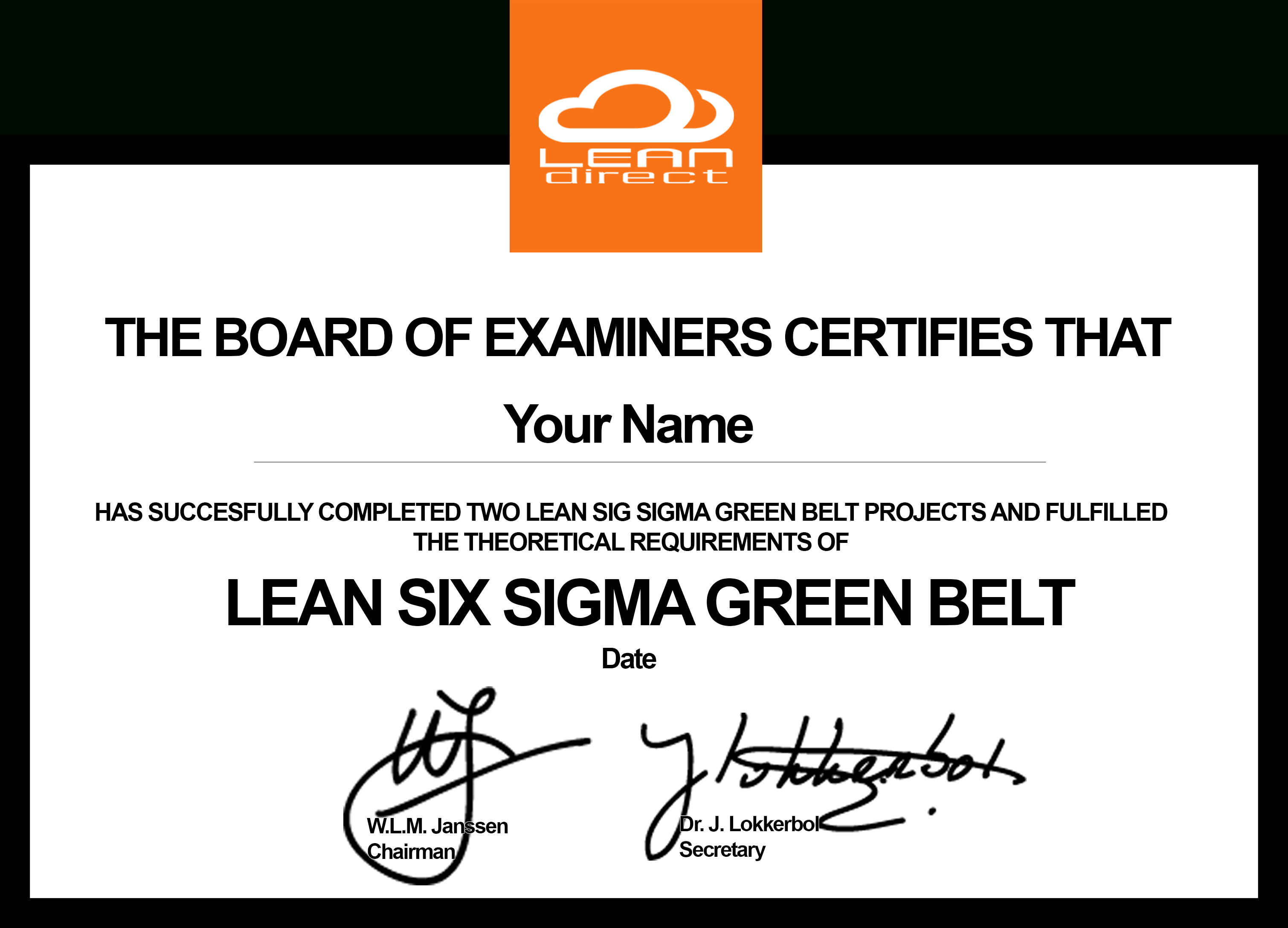 Green Belt – Iascc Certified – Leandirect In Green Belt Certificate Template