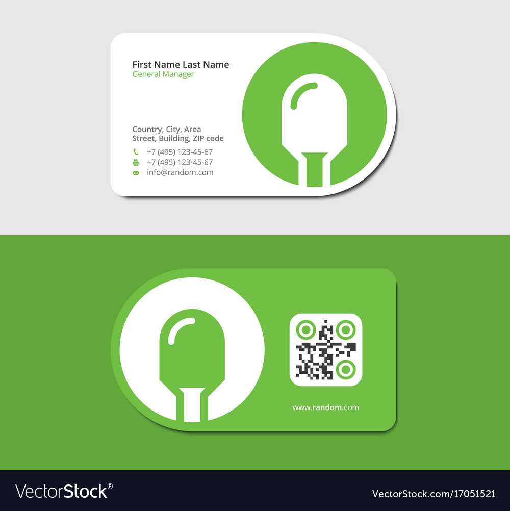 Green Business Card With Electric Lamp And Qr Code Regarding Qr Code Business Card Template