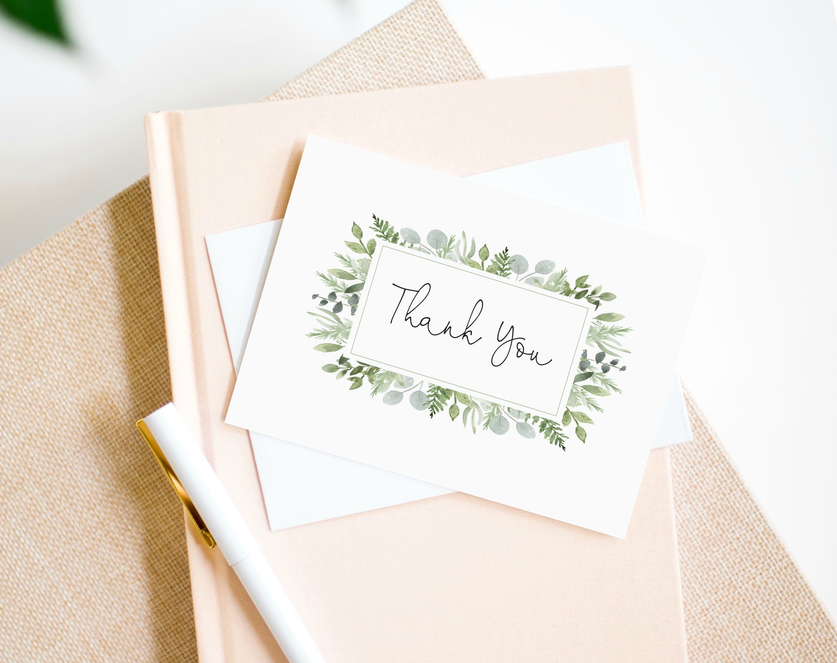 Green Leaves Thank You Card Template, Thank You Card Printable, 3.5X5  Folded Card, Instant Download, Wlp744 Pertaining To Sorry You Re Leaving Card Template