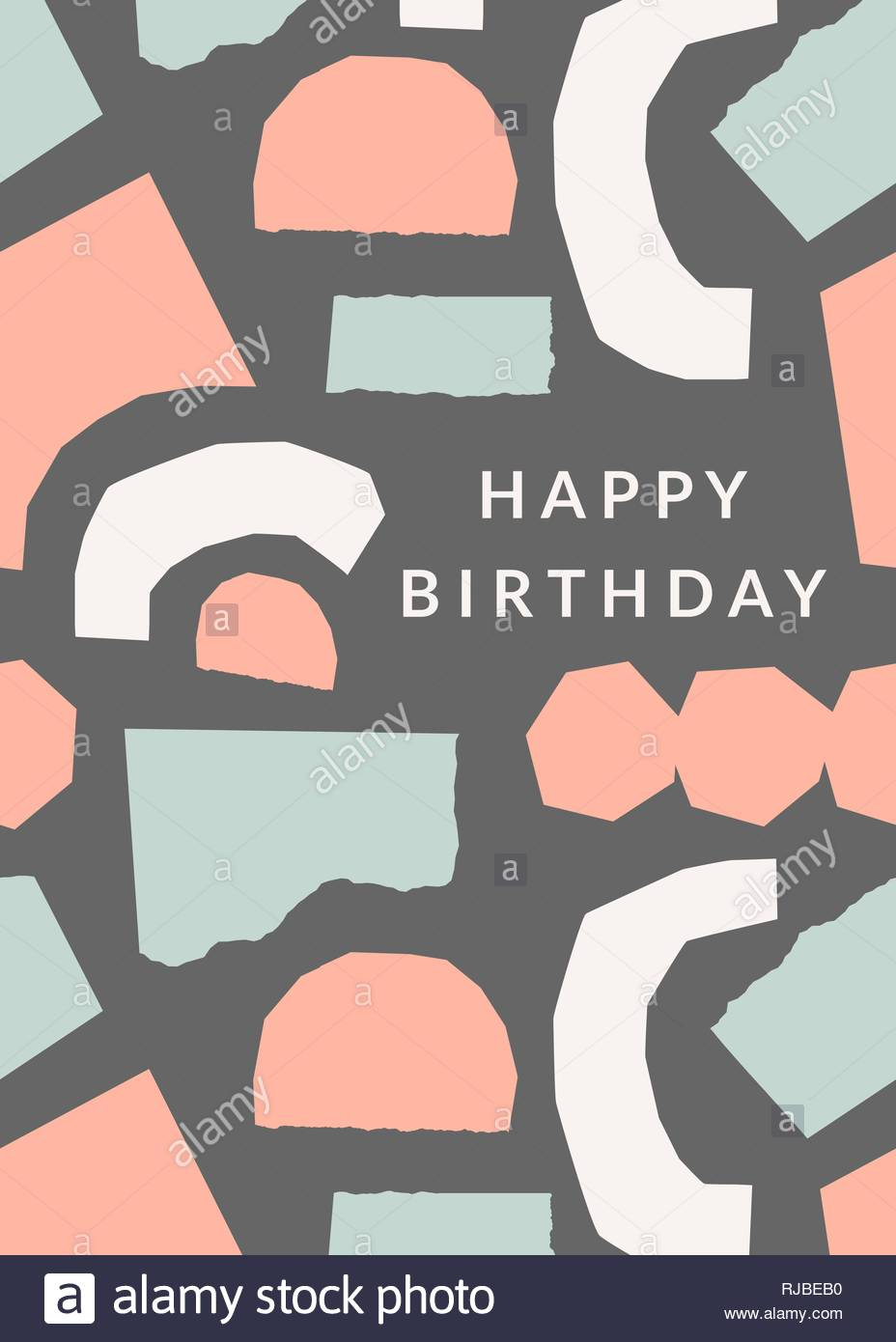 Greeting Card Template With Torn Paper Pieces In Pastel In Birthday Card Collage Template
