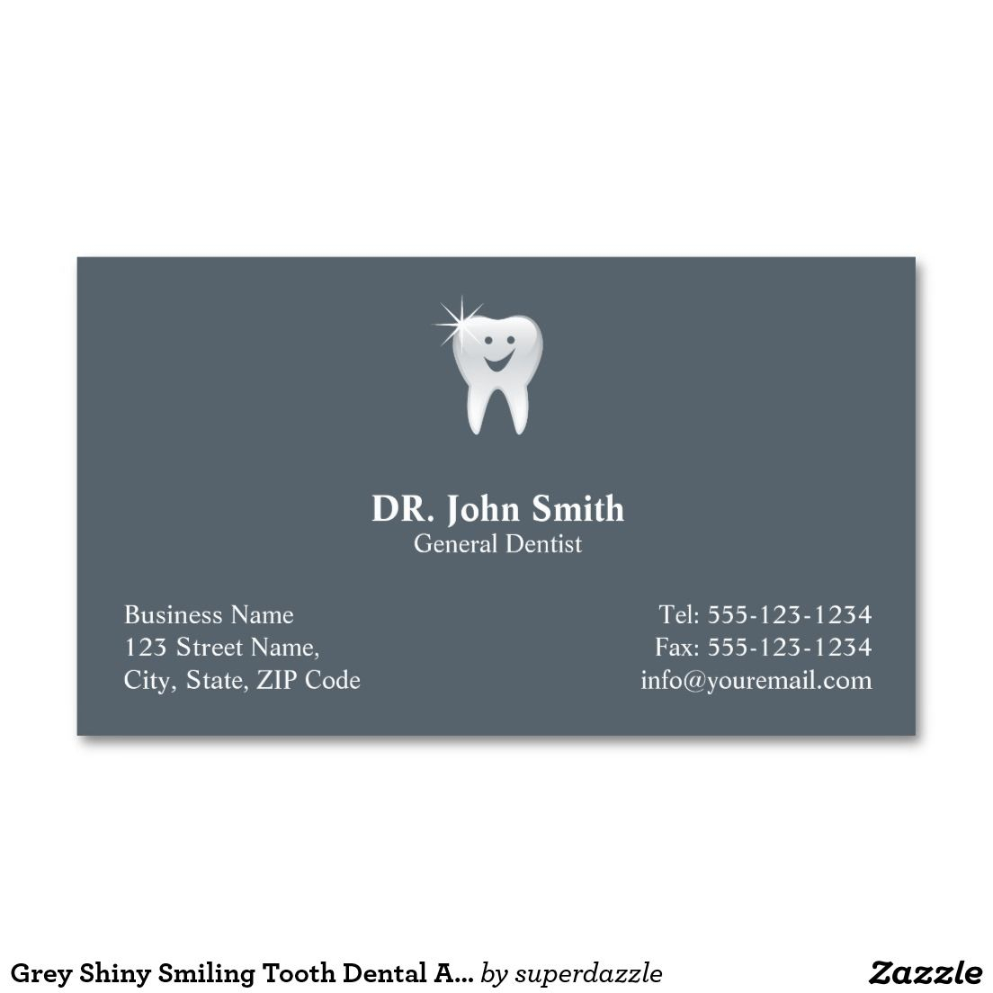 Grey Shiny Smiling Tooth Dental Appointment | Zazzle With Dentist Appointment Card Template
