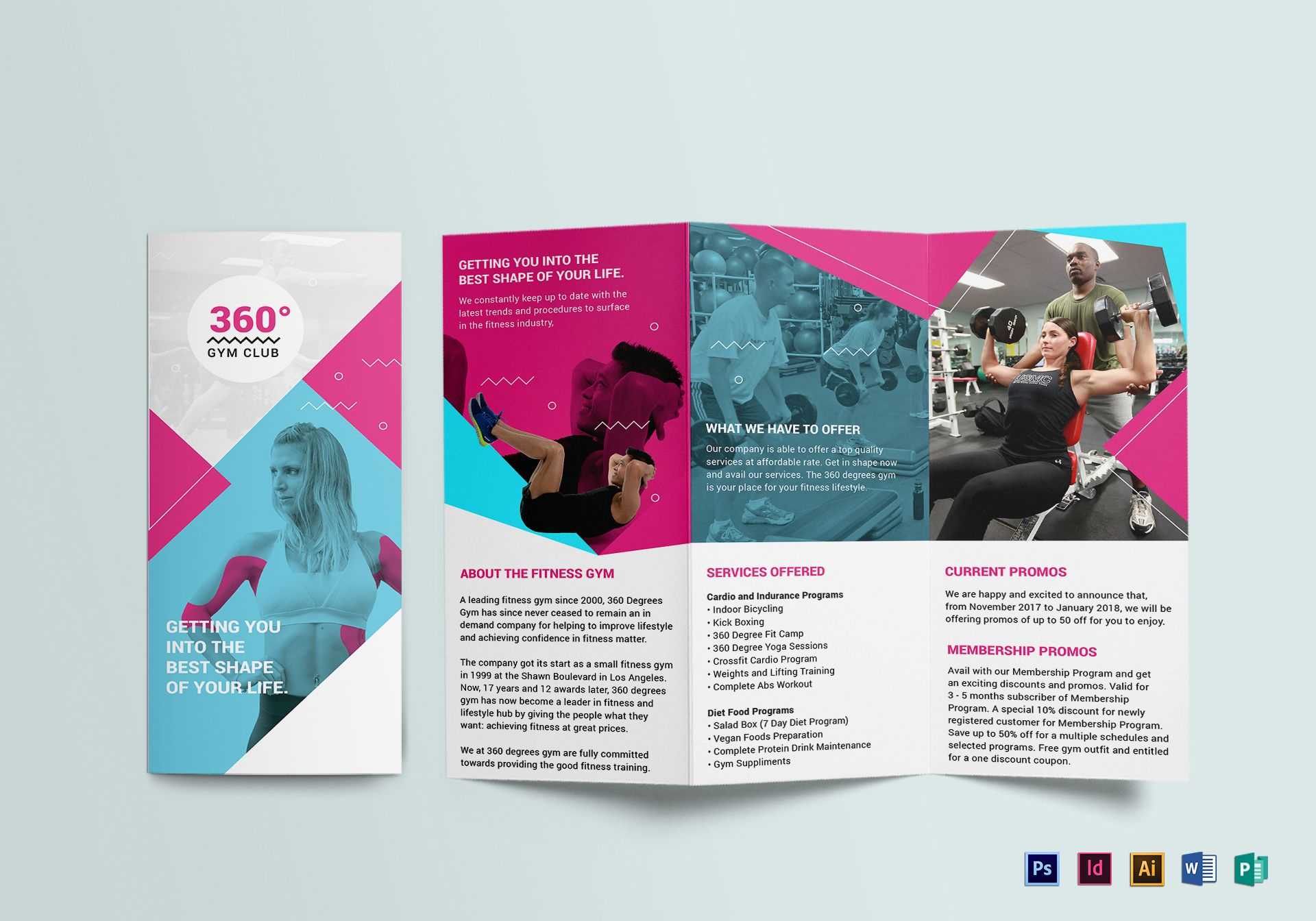 Gym Tri Fold Brochure Template In Tri Fold Brochure Publisher Template