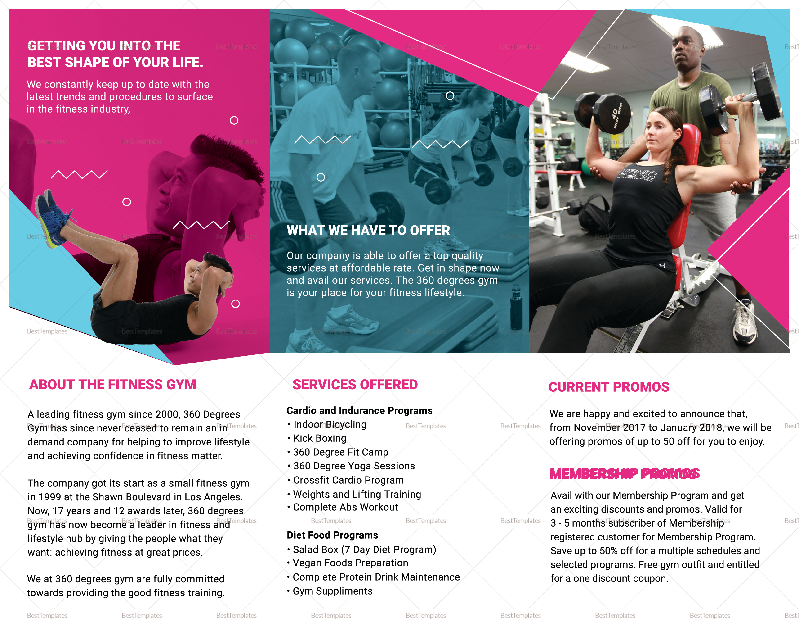 Gym Tri Fold Brochure Template With Regard To Membership Brochure Template