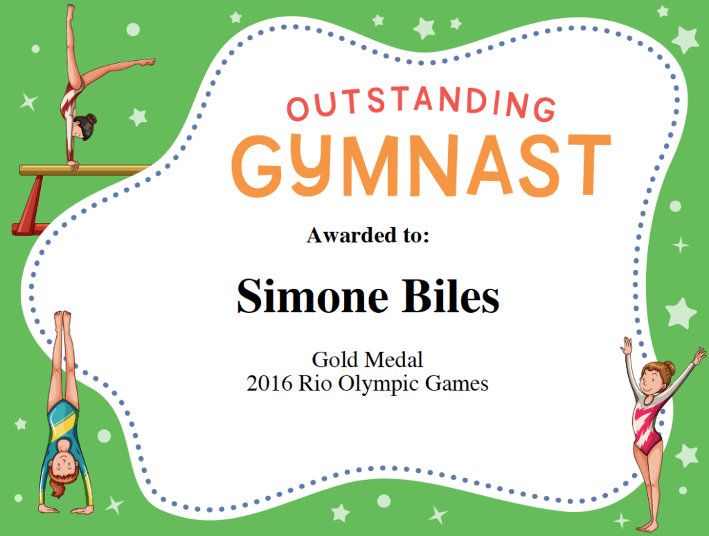 Gymnastics Quotes | Simone Biles, Gabby Douglas & Aly In Gymnastics Certificate Template