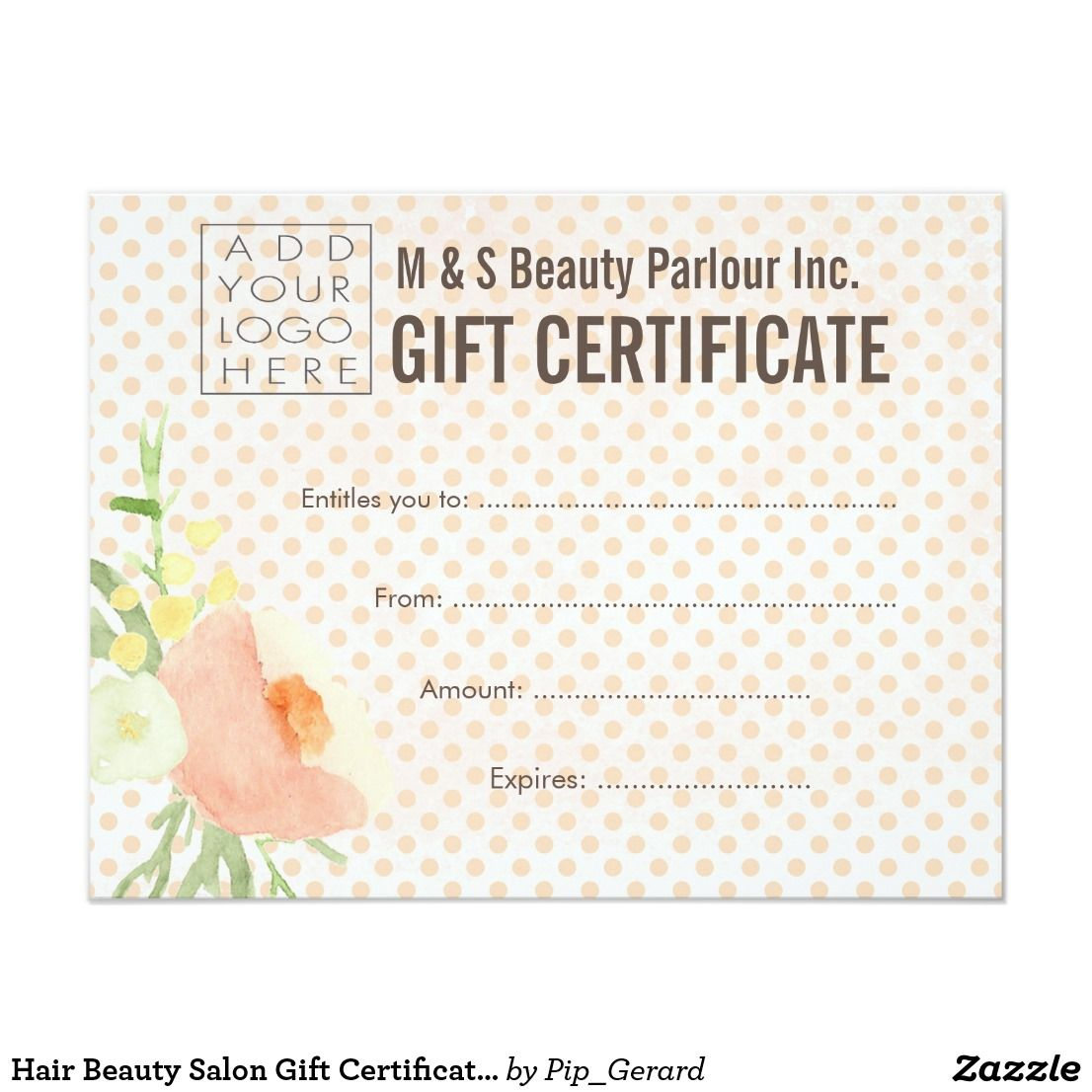 Hair Beauty Salon Gift Certificate Template | Zazzle In Salon Gift Certificate Template
