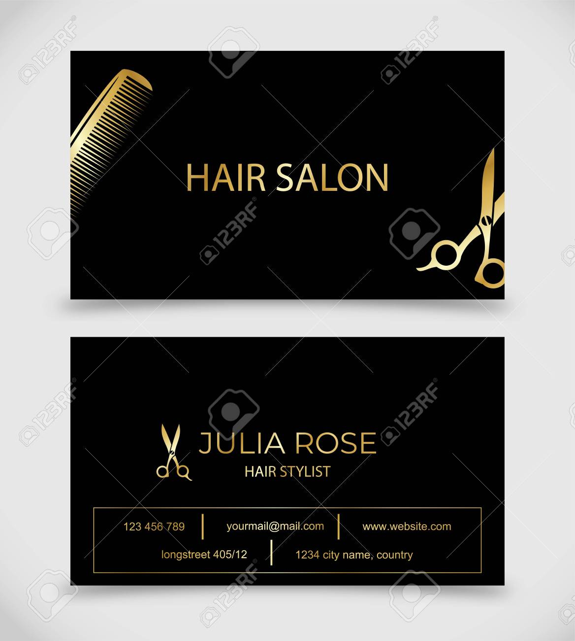 Hair Salon, Hair Stylist Business Card Vector Template Within Hair Salon Business Card Template