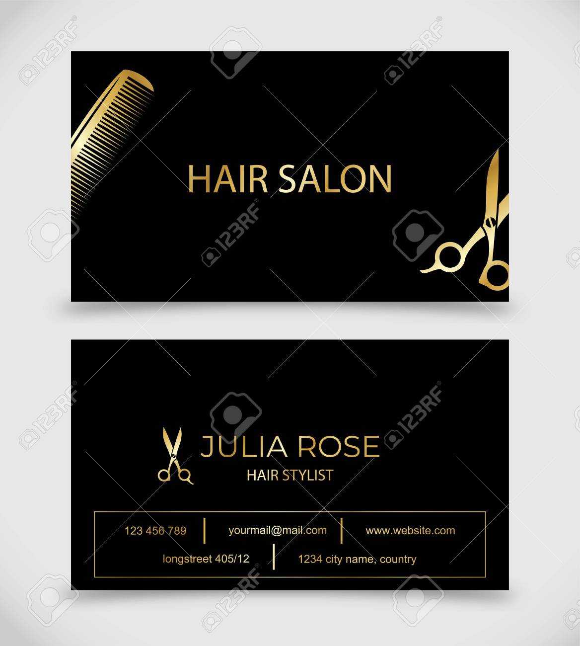 Hair Salon, Hair Stylist Business Card Vector Template Within Hair Salon Business Card Template