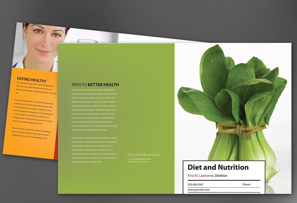 Half Fold Brochure Template For Health And Nutrition. Order With Regard To Nutrition Brochure Template