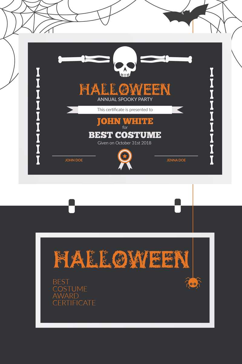 Halloween Best Costume Award Certificate Template #73973 In Halloween Certificate Template