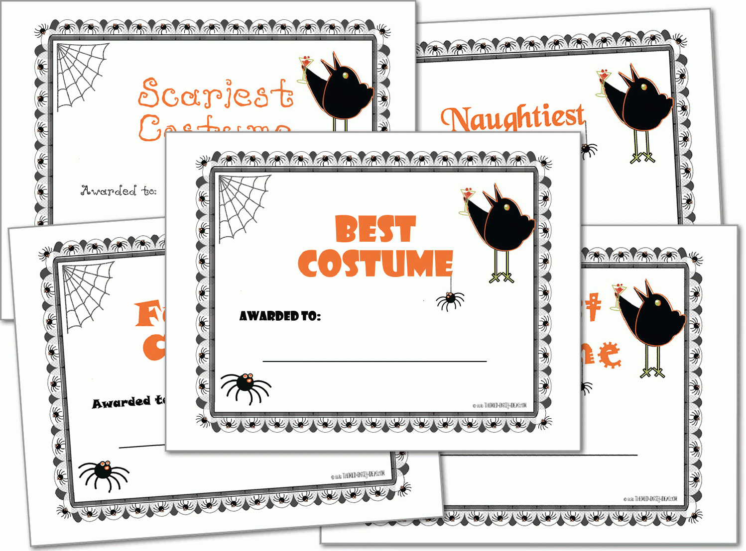 Halloween Costume Award Certificates, Halloween Printables Regarding Halloween Costume Certificate Template