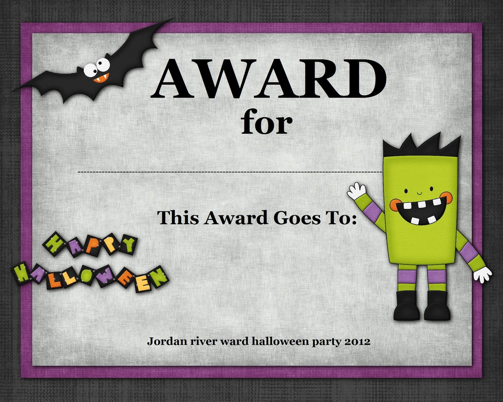 Halloween Costume Award In 2019 | Halloween Costume Awards Inside Halloween Certificate Template