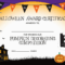 Halloween Pumpkin Decorating Competition Certificate Within Halloween Certificate Template