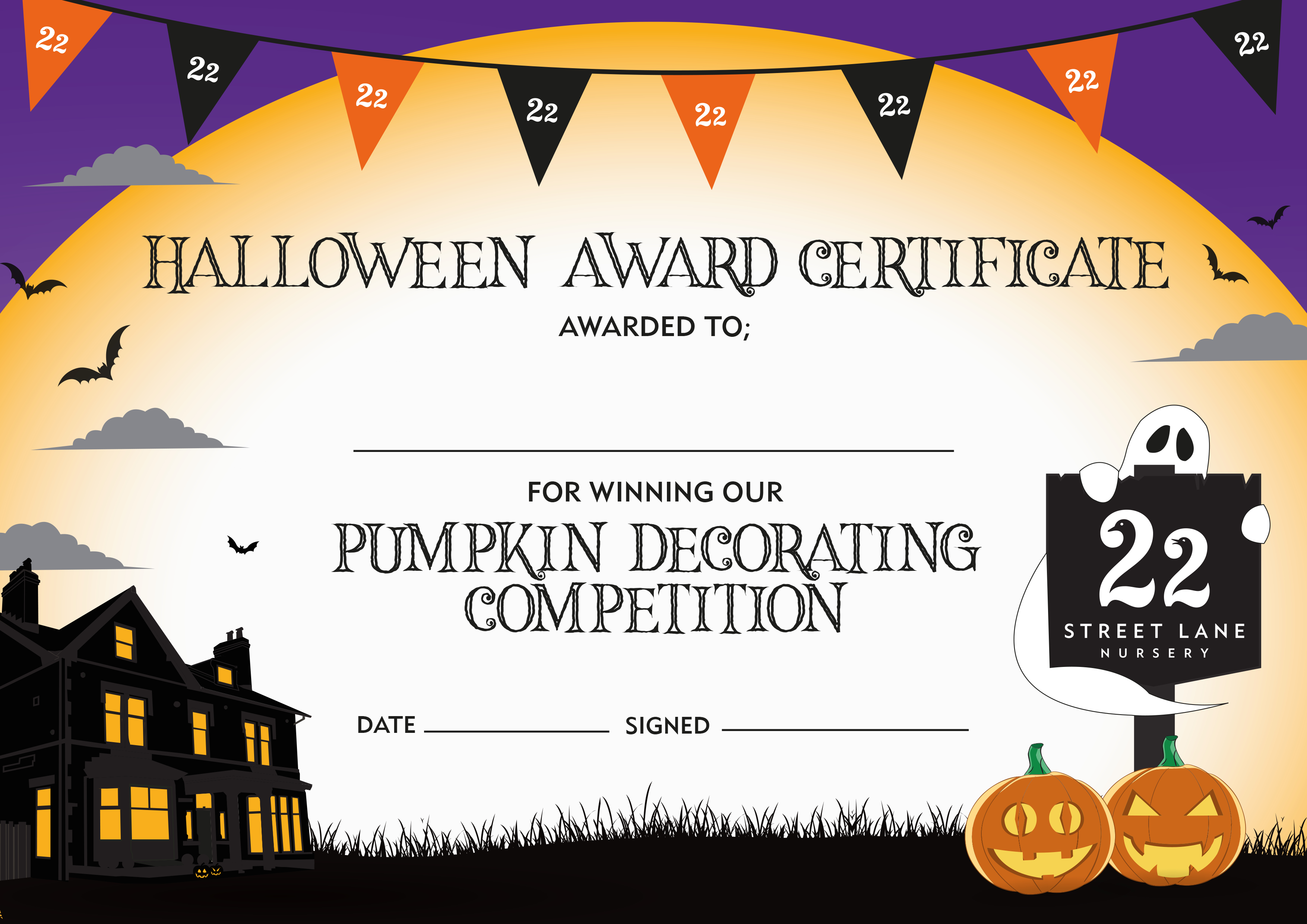 Halloween Pumpkin Decorating Competition Certificate Within Halloween Certificate Template