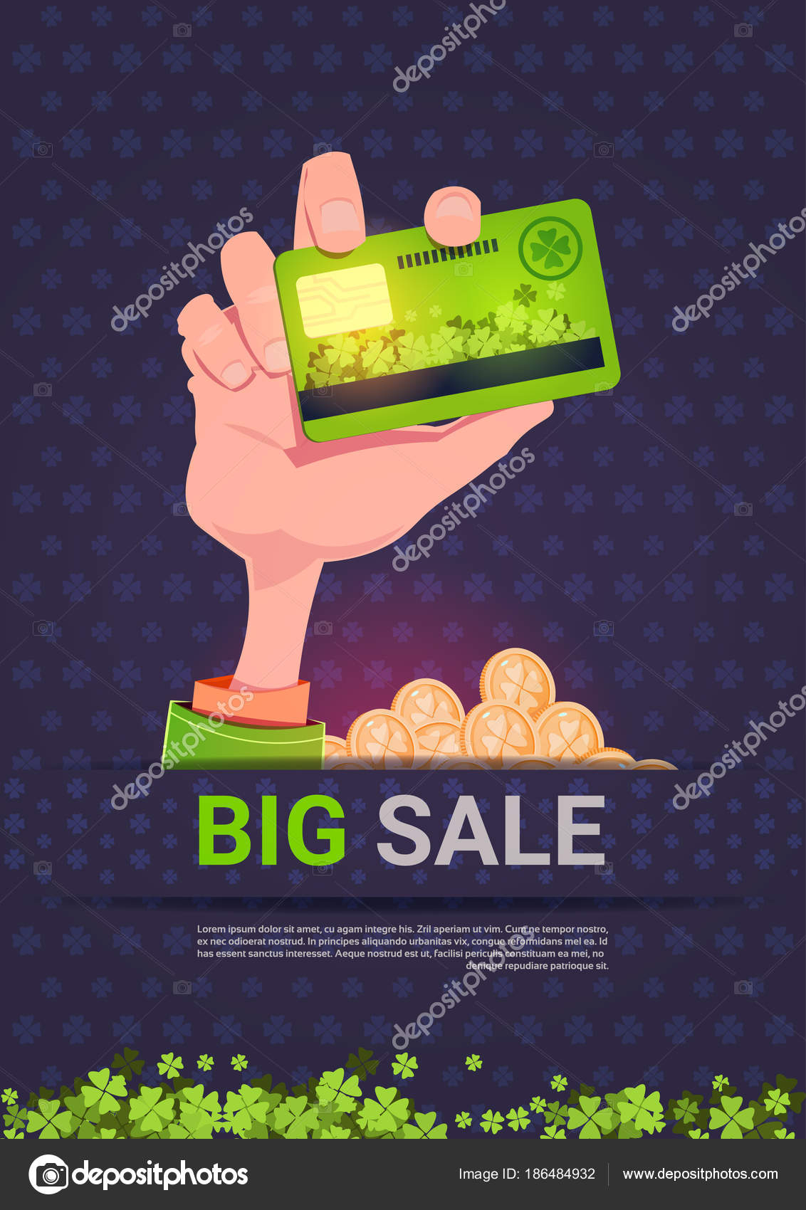 Hand Holding Credit Card Over Big Sale St. Patrick Day Throughout Credit Card Templates For Sale