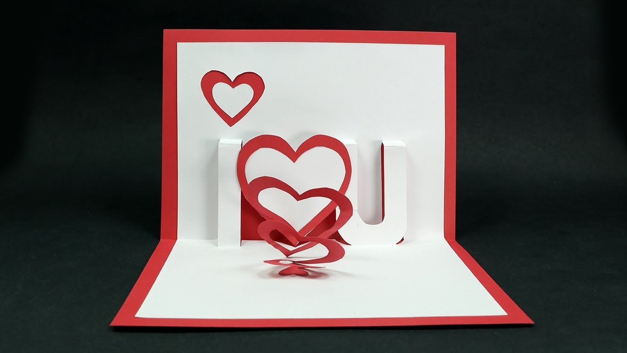 Handmade Valentine's Day Card – Diy 'i Love You' Pop Up Heart Love Card  Tutorial Pertaining To I Love You Pop Up Card Template