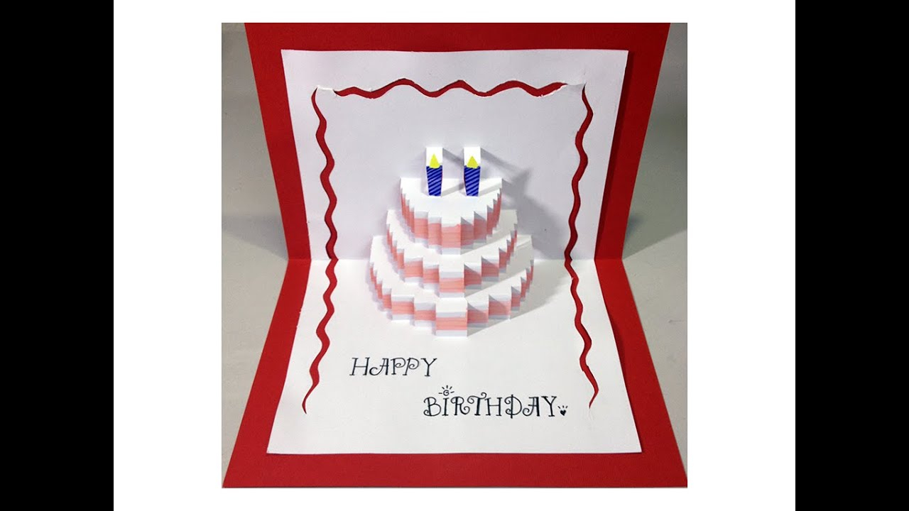 Happy Birthday Cake - Pop Up Card Tutorial Throughout Happy Birthday Pop Up Card Free Template