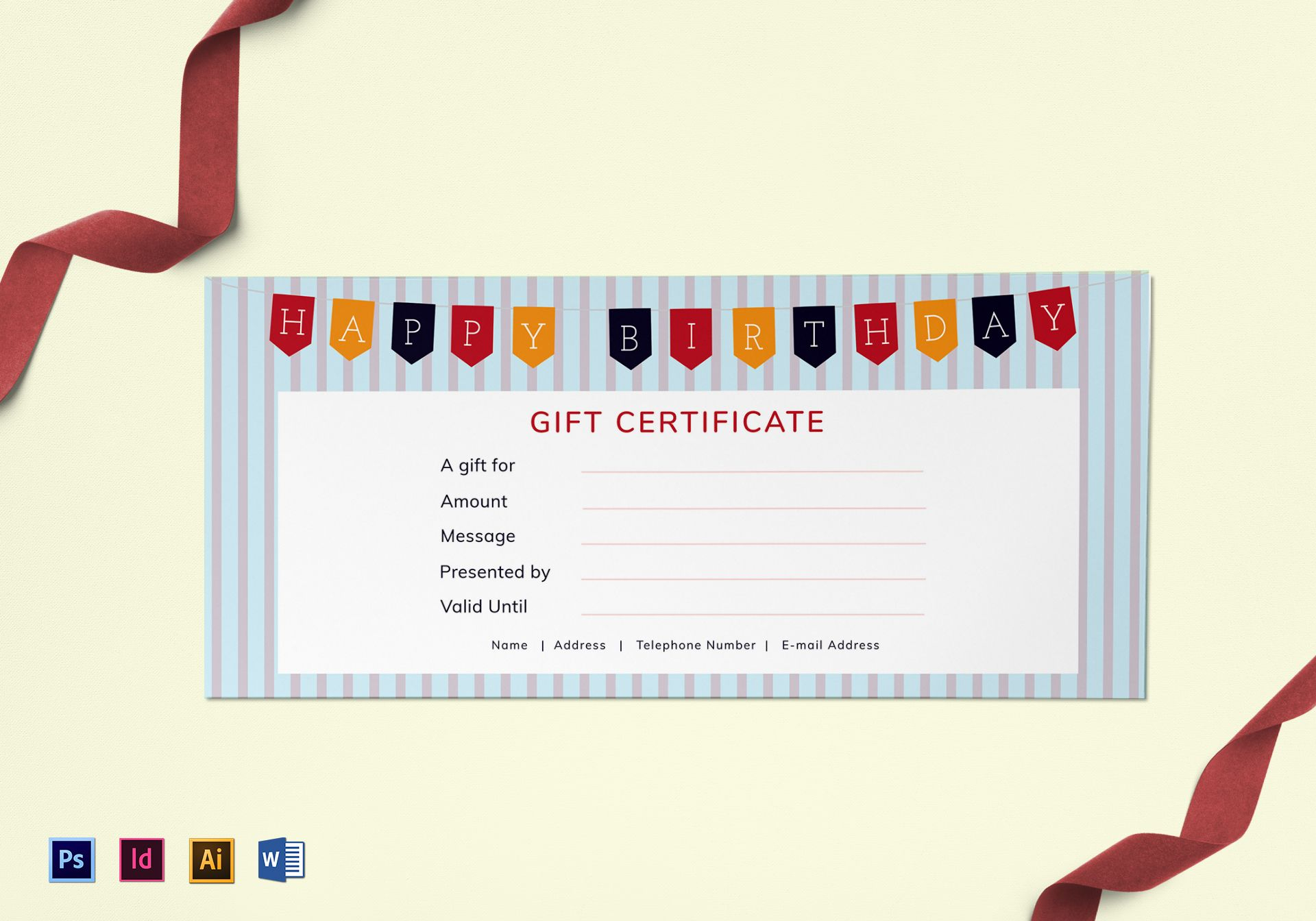 Happy Birthday Gift Certificate Template Pertaining To Gift Certificate Template Photoshop