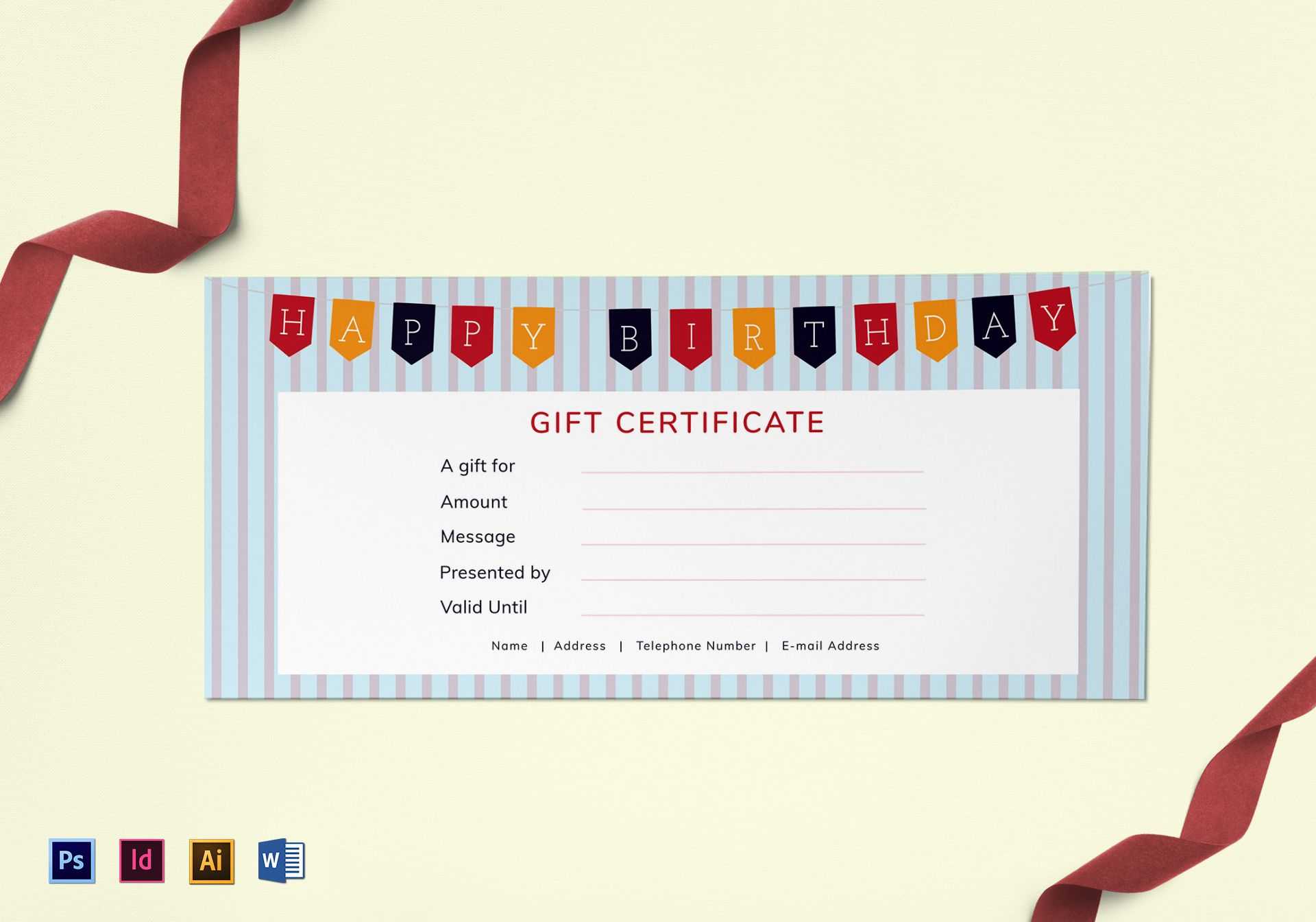 Happy Birthday Gift Certificate Template Throughout Gift Certificate Template Indesign