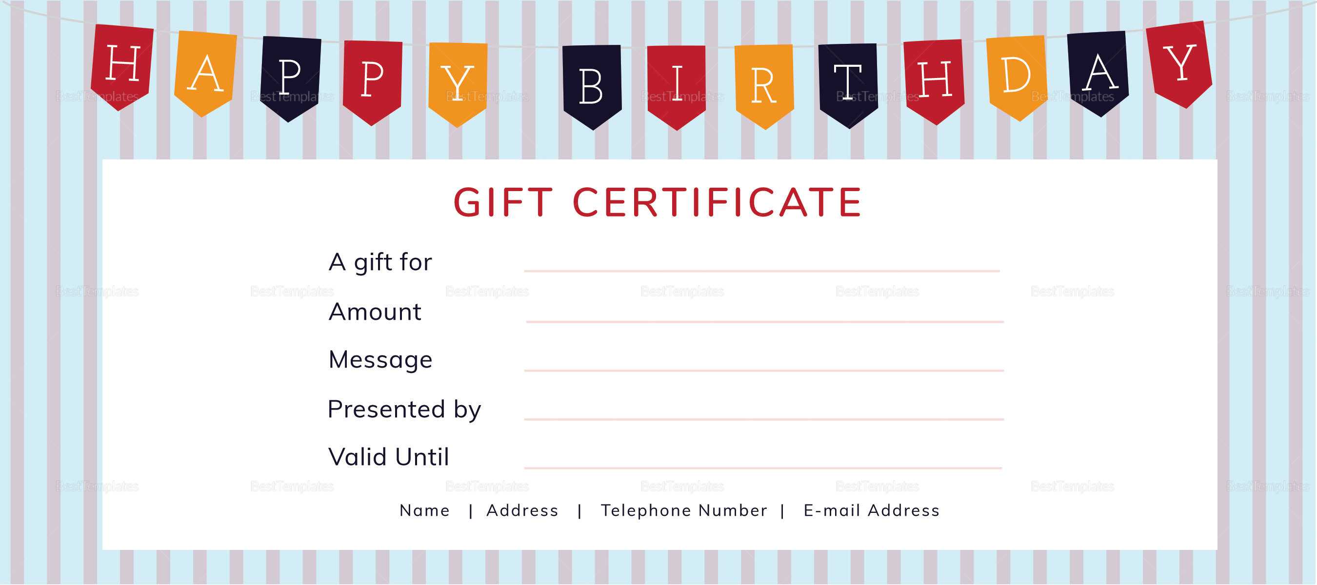 Happy Birthday Gift Certificate Template With Indesign Gift Certificate Template