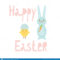 Happy Easter Greeting Card Template With Bunny And Chick Regarding Easter Chick Card Template