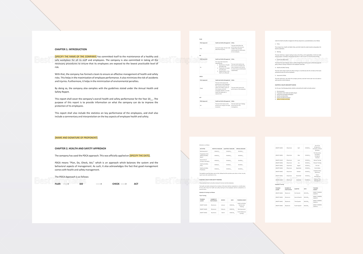 Health And Safety Annual Report Template With Regard To Annual Health And Safety Report Template