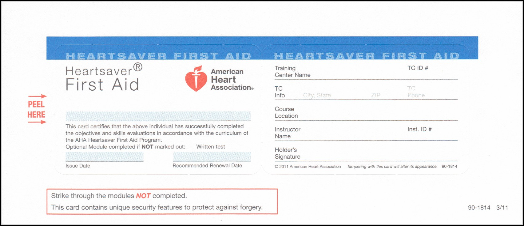 Heartsaver First Aid Cpr Aed Card Template – Template 1 For Cpr Card Template