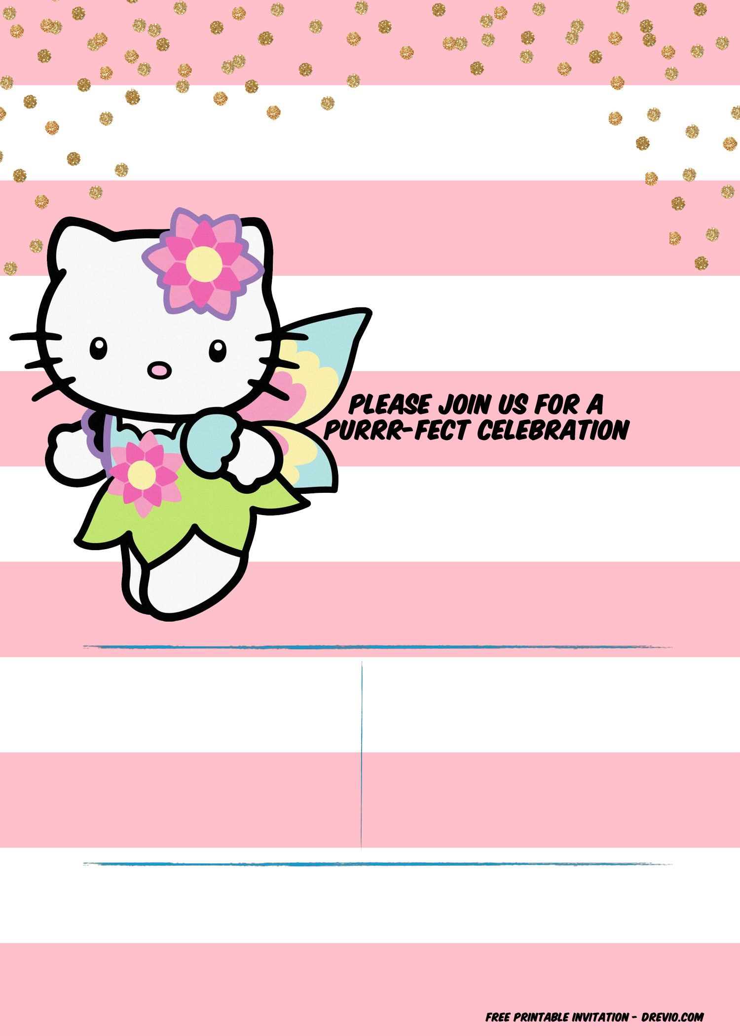 Hello Kitty Invitation Template – Portrait Mode | Free Regarding Hello Kitty Birthday Banner Template Free