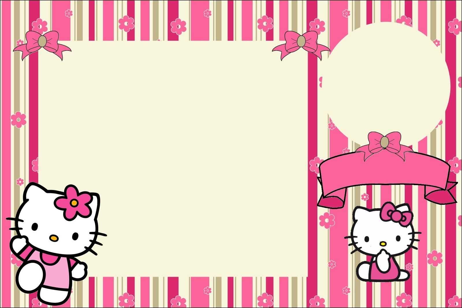 Hello Kitty With Flowers: Free Printable Invitations For Hello Kitty Banner Template