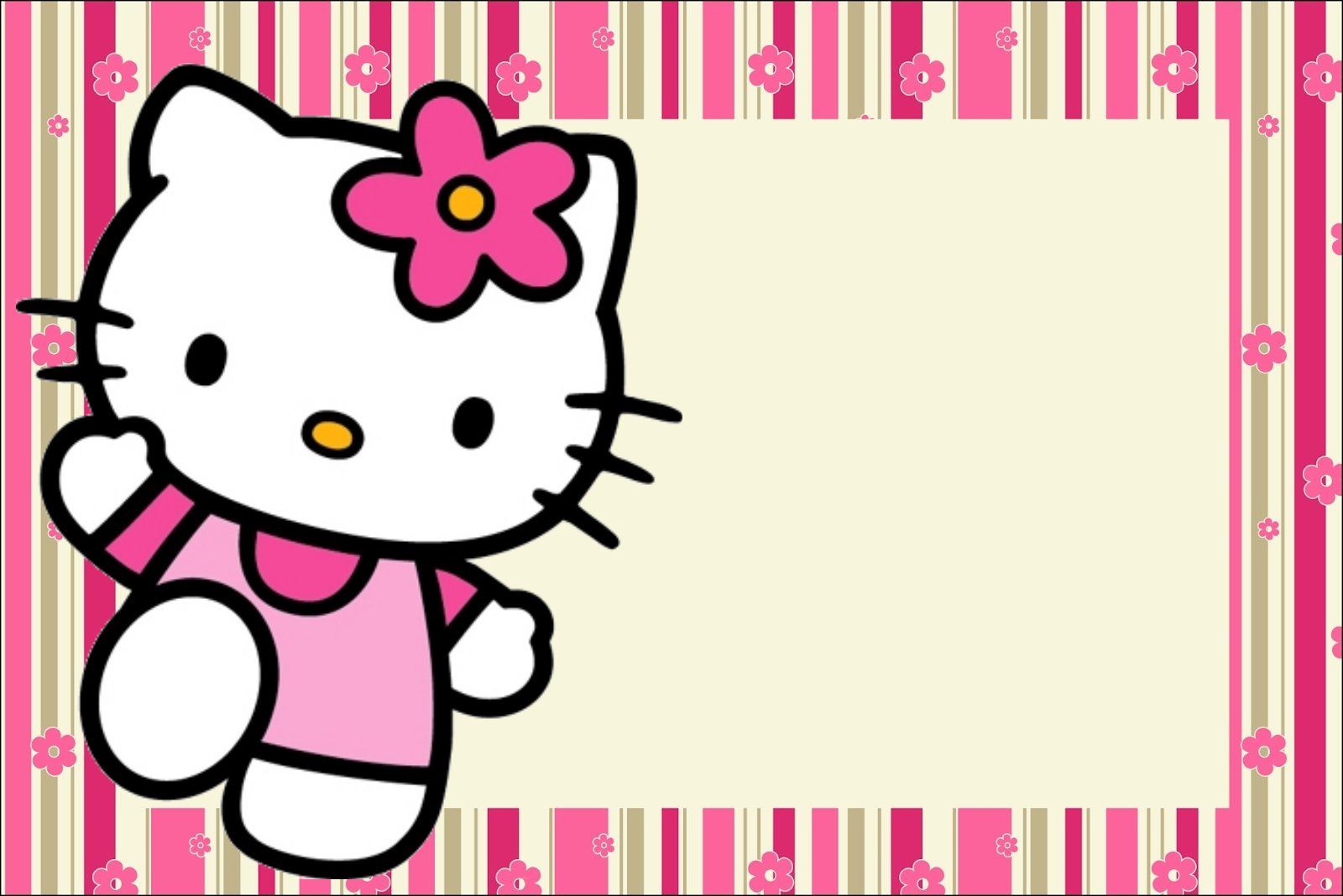 Hello Kitty With Flowers: Free Printable Invitations. – Oh With Regard To Hello Kitty Birthday Card Template Free