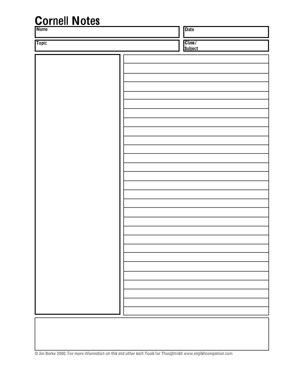 Helping Students Take Better Notes (Teacher Analysis Throughout Note Taking Template Word