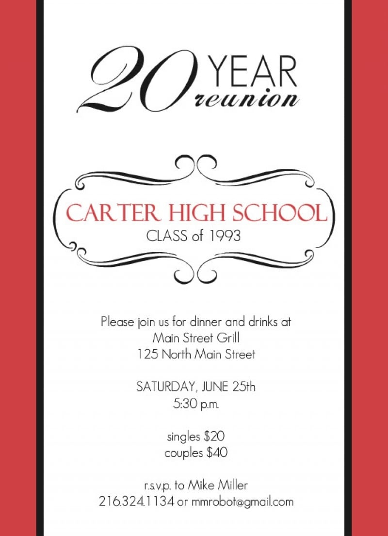 High School Class Reunion X Invitation Card Reunion Within Reunion Invitation Card Templates