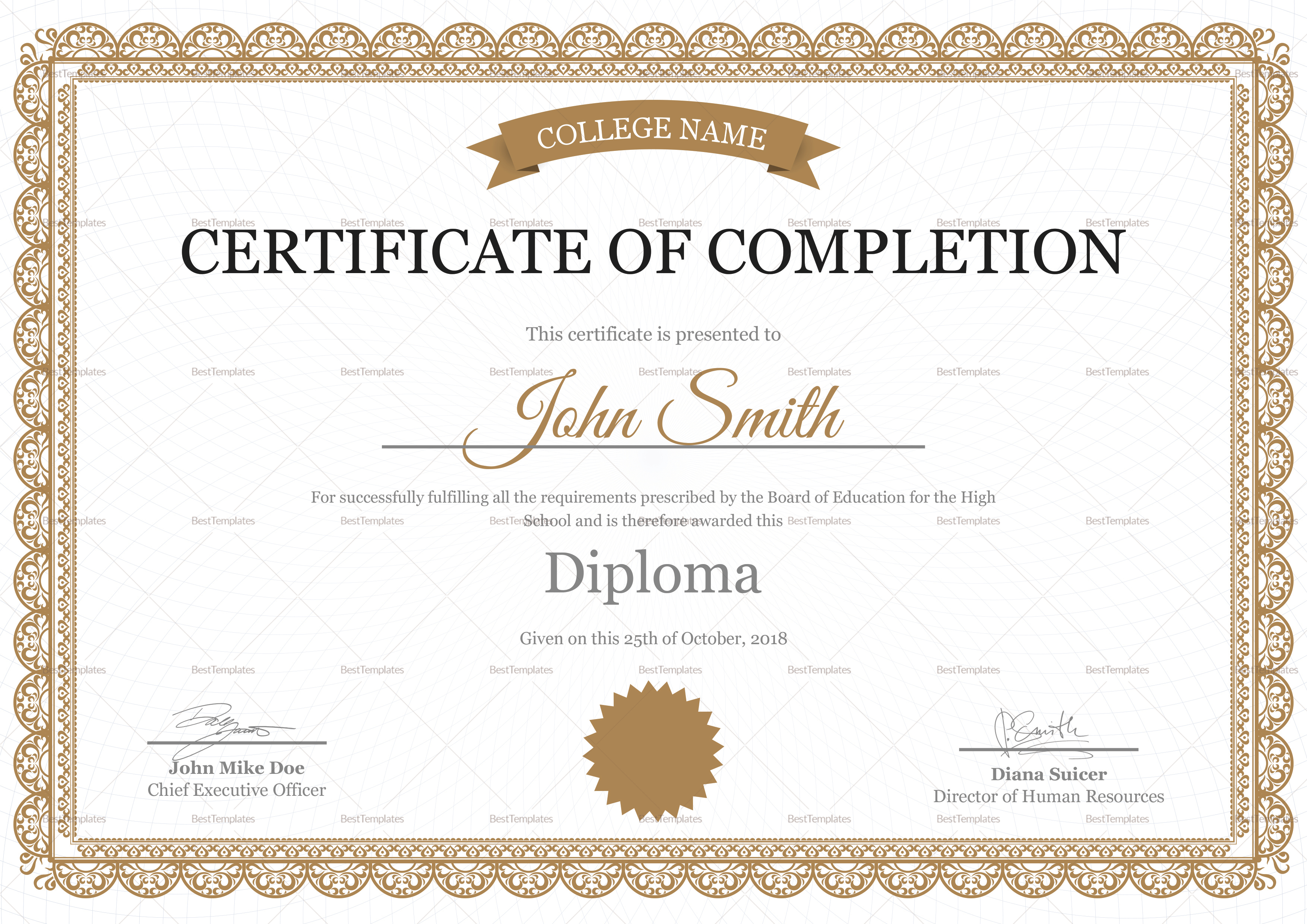 High School Completion Certificate Template Pertaining To Certificate Templates For School