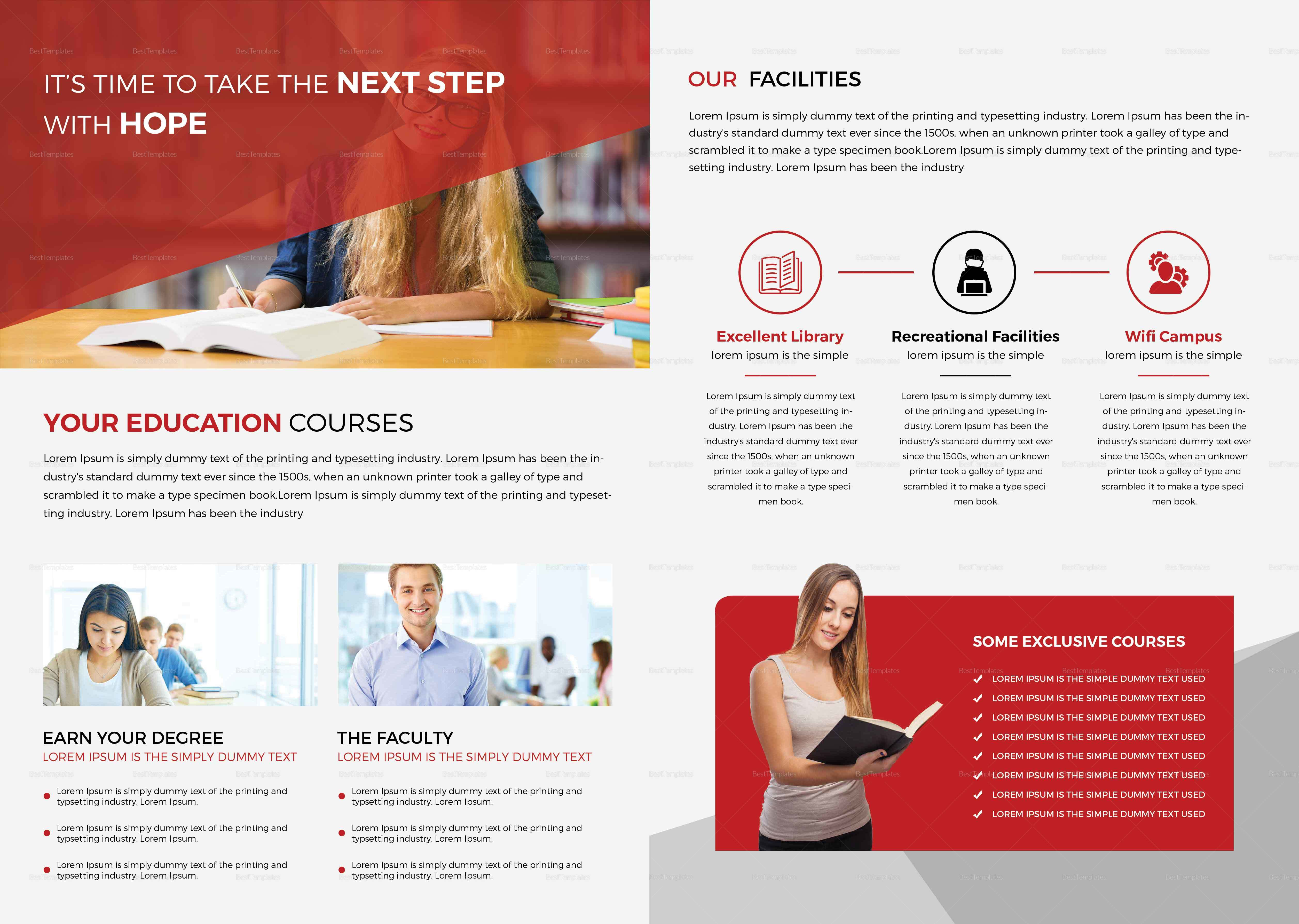 Higher Educational Brochure Template For Brochure Design Templates For Education