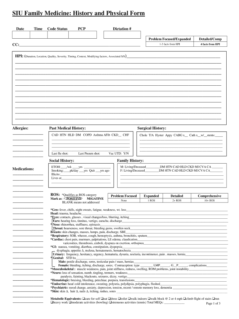History And Physical Template - Fill Online, Printable Regarding History And Physical Template Word