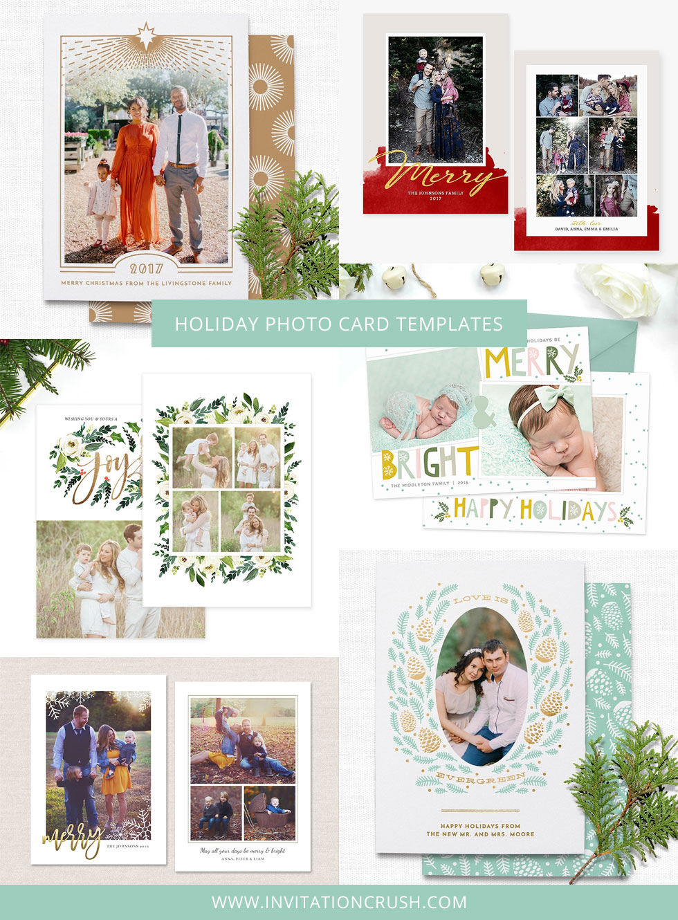 Holiday & Christmas Photo Card Templates For Photographers With Holiday Card Templates For Photographers