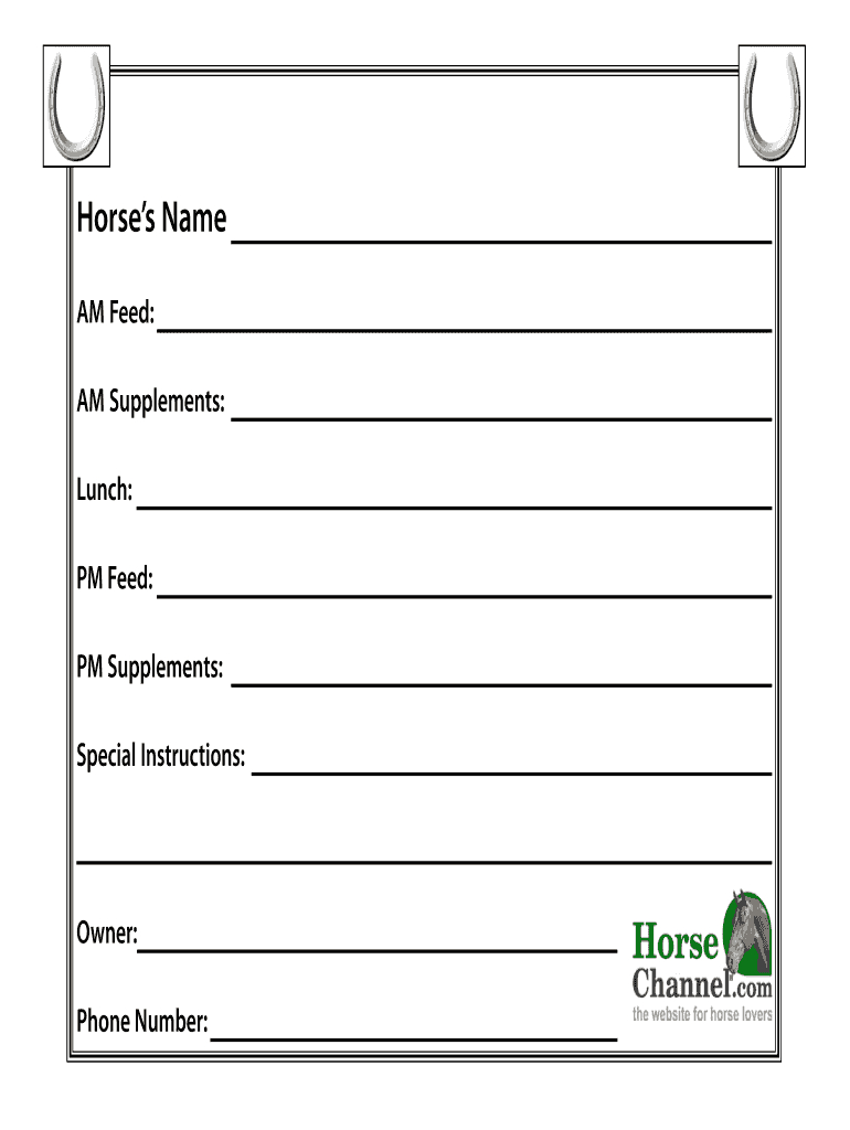 Horse Stall Cards Templates – Fill Online, Printable Intended For Horse Stall Card Template