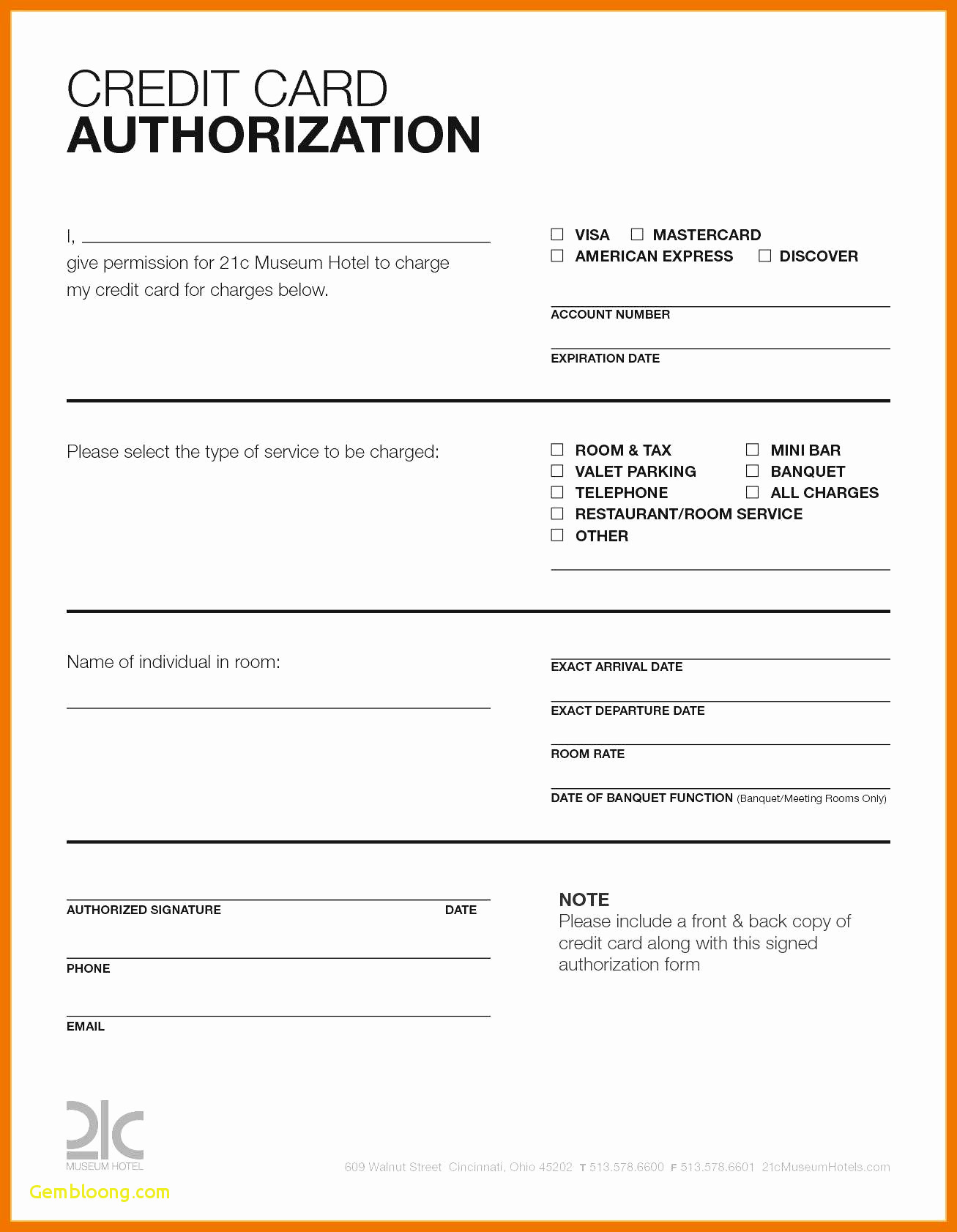 Hotel Credit Card Authorization Form Template Elegant Within Credit Card Payment Form Template Pdf