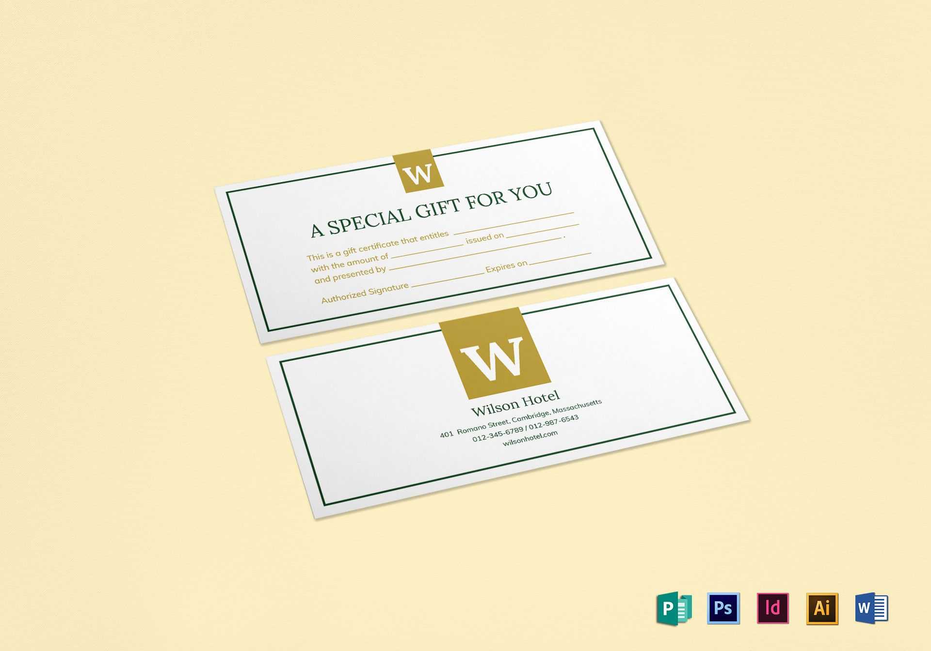 Hotel Gift Certificate Template In Indesign Gift Certificate Template