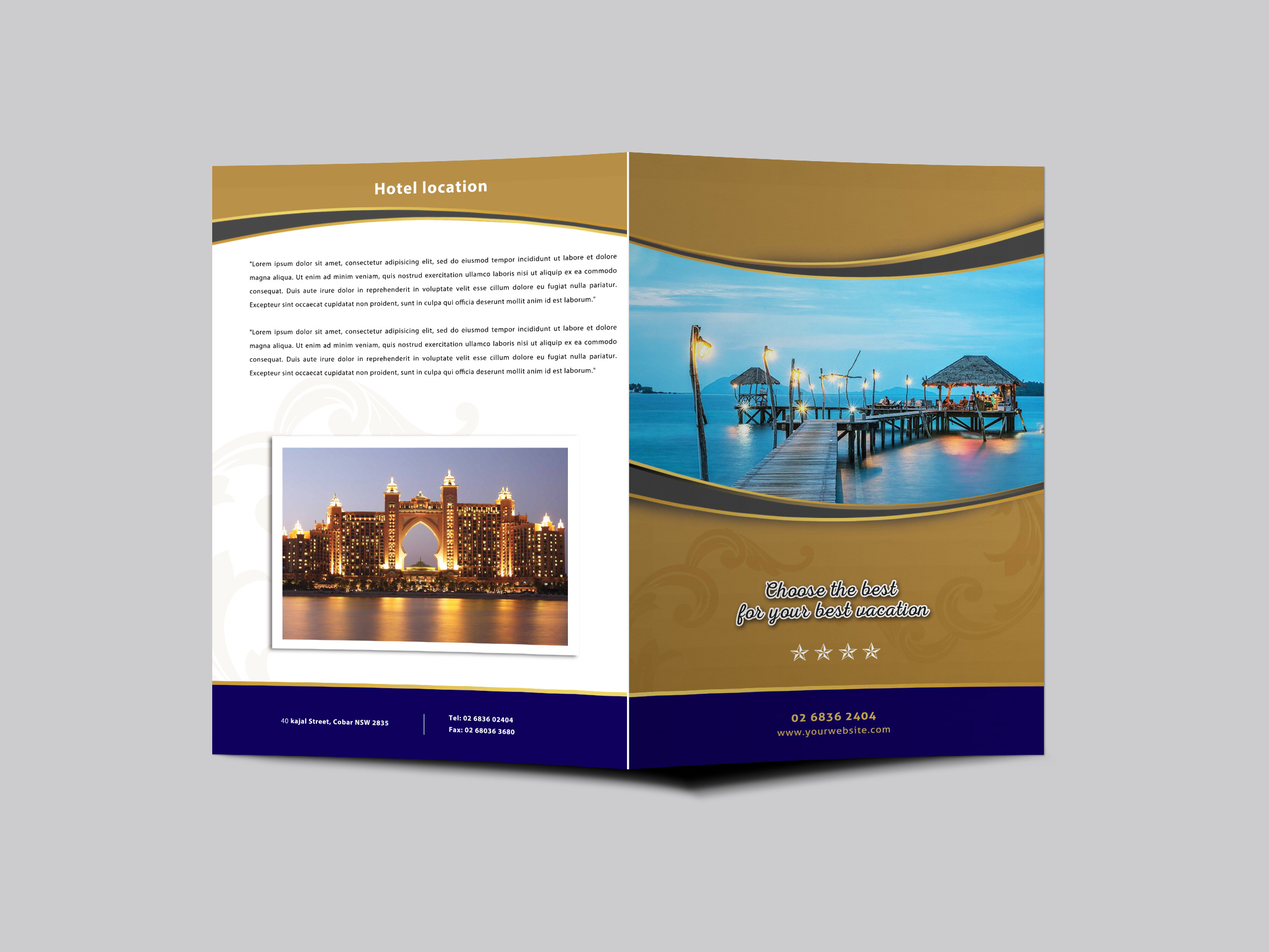 Hotel Resort Bi Fold Brochure Design Templatearun Kumar Throughout Hotel Brochure Design Templates