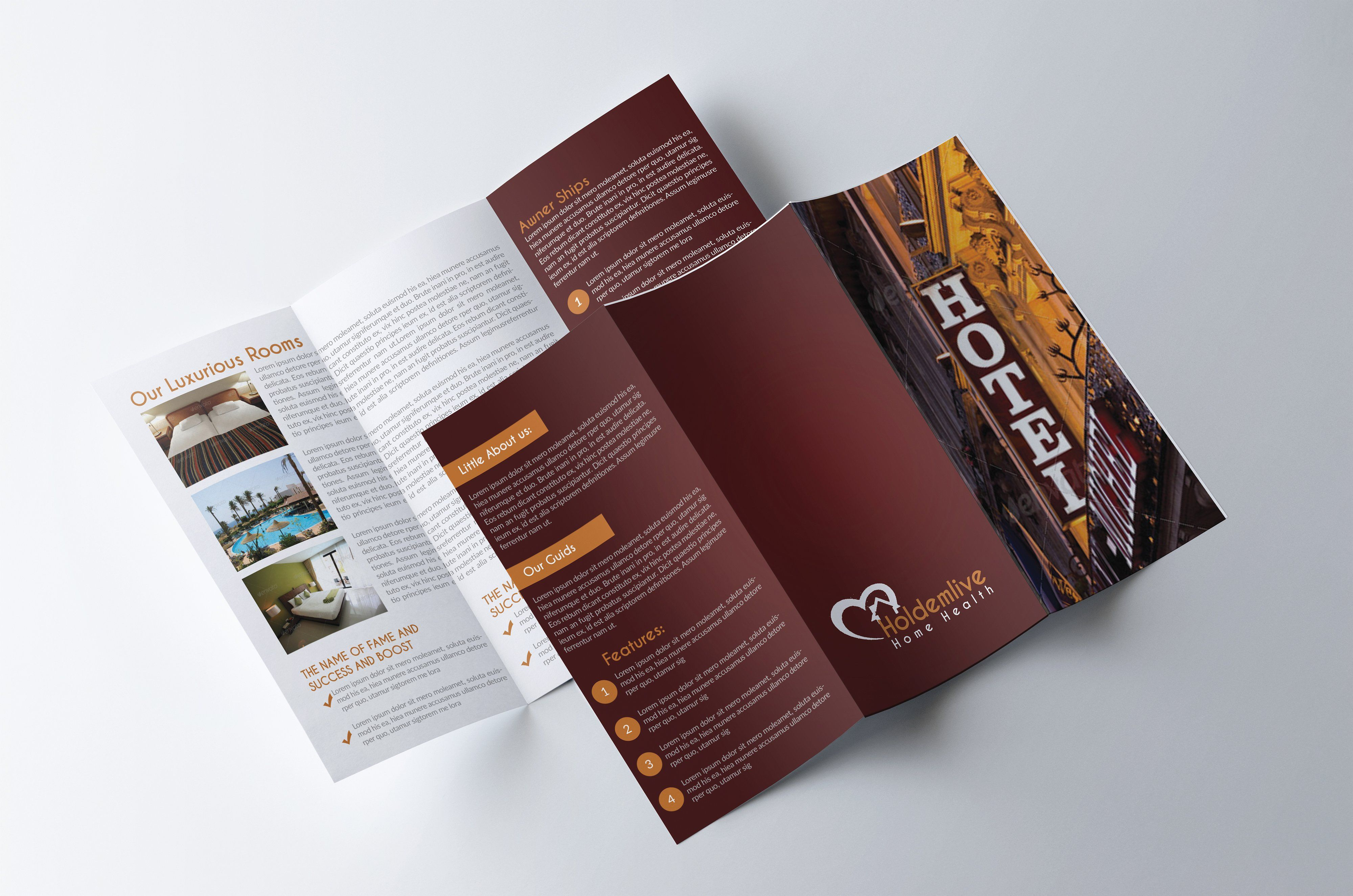 Hotel Trifold Brochurepsd Templates On @creativemarket In Hotel Brochure Design Templates