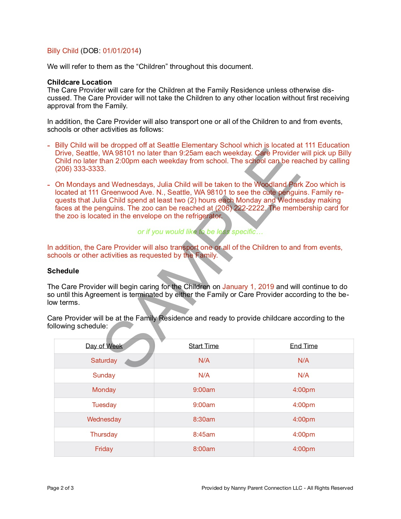 Household Employee Agreement | Nanny Parent Connection With Nanny Contract Template Word