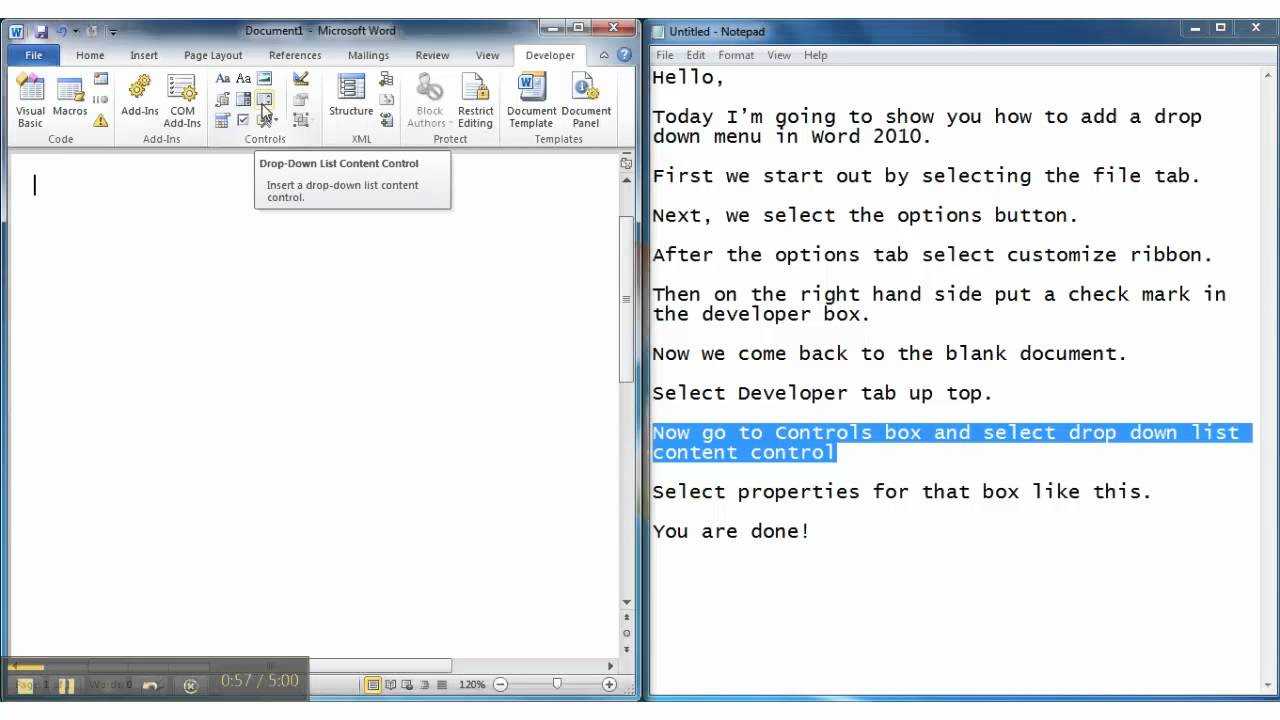 How To Add A Drop Down Menu In Microsoft Word 2010 With Regard To Word 2010 Templates And Add Ins