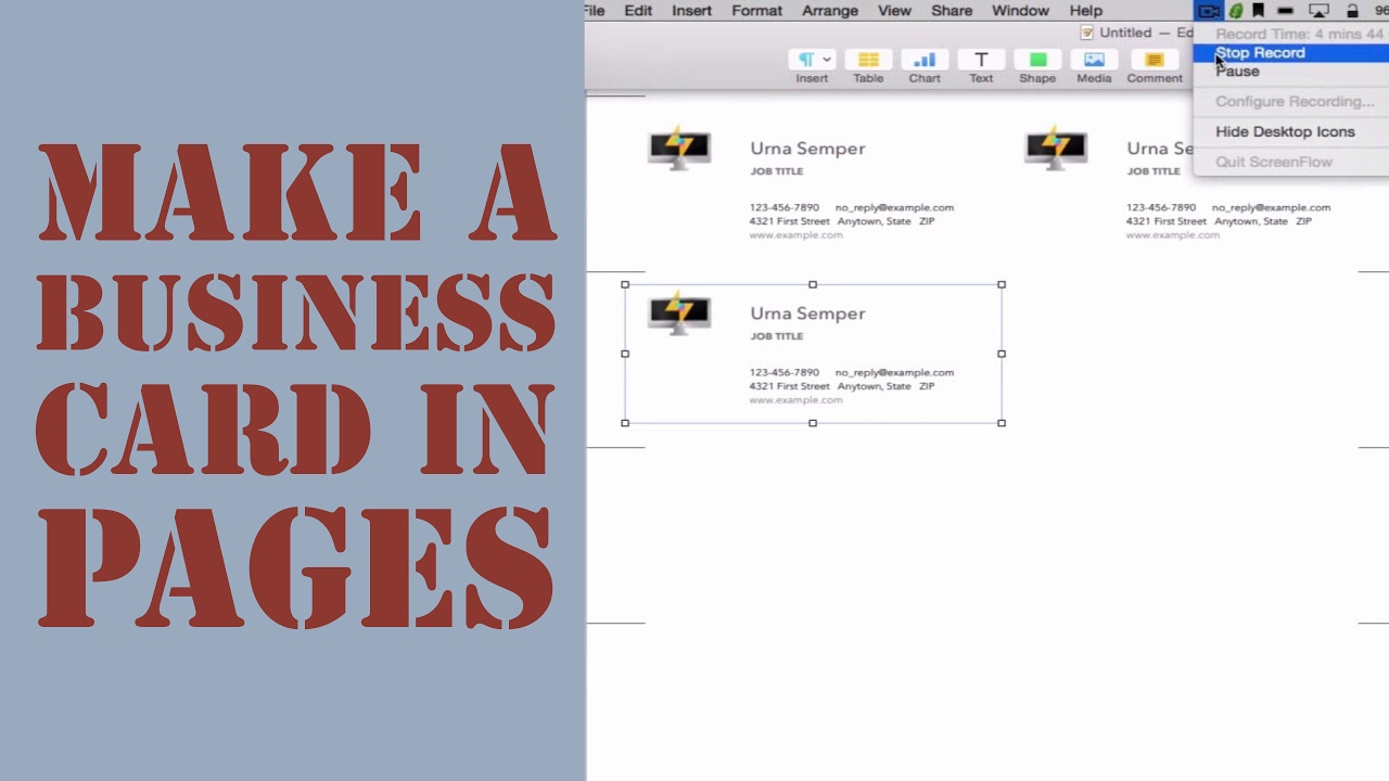 How To Create A Business Card In Pages For Mac (2014) Pertaining To Pages Business Card Template