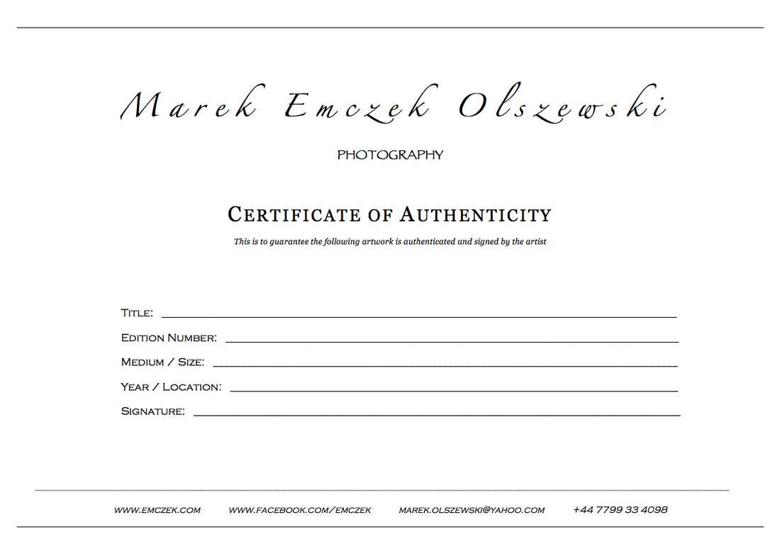 How To Create A Certificate Of Authenticity For Your Photography For Photography Certificate Of Authenticity Template