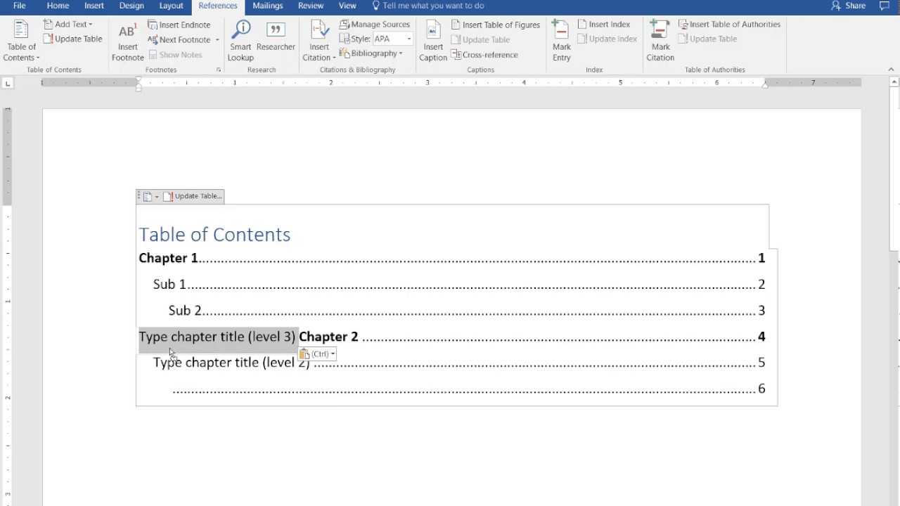 How To Create A Manual Table Of Contents In Word 2016 Intended For Contents Page Word Template